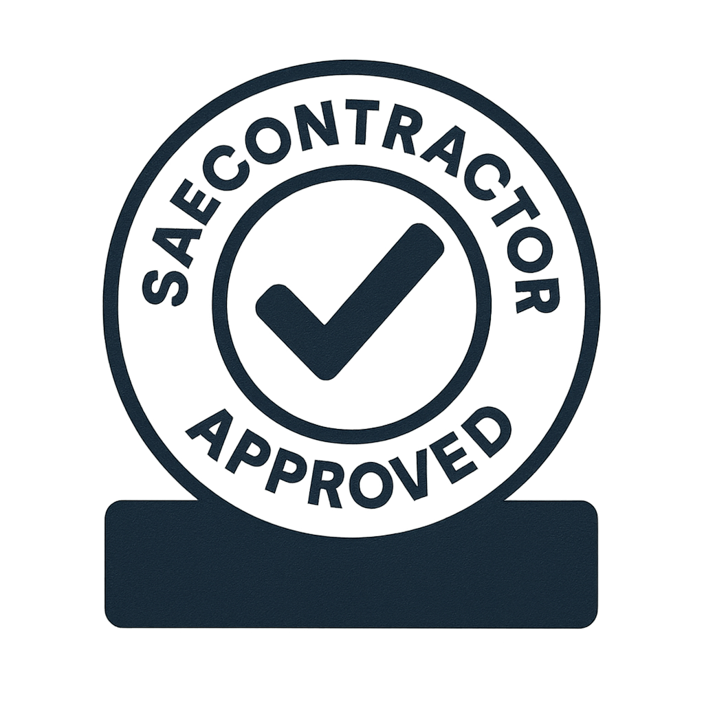 Safe Contractor Approved logo - clean, precise certification mark validating Emergency Trade's safety standards
